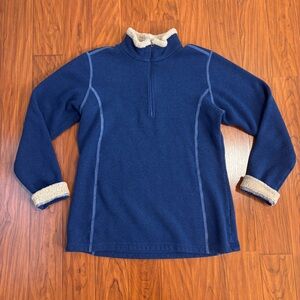 Kuhl Alfpaca Fleece Pullover Quarter Zip Sweater Womens Large Blue Beige